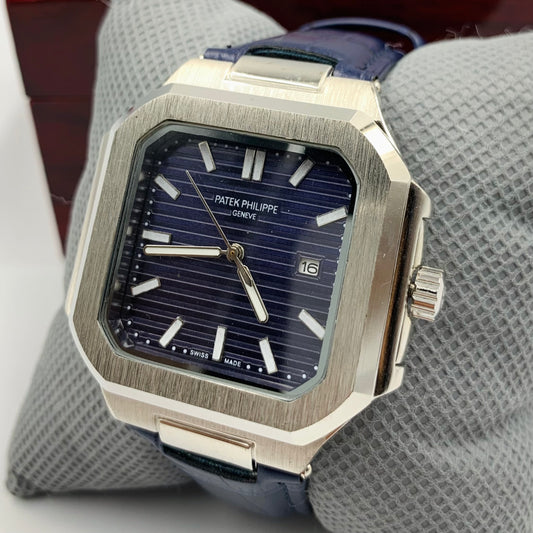 Patek Geneve Blue Dail Blue Strap Watch