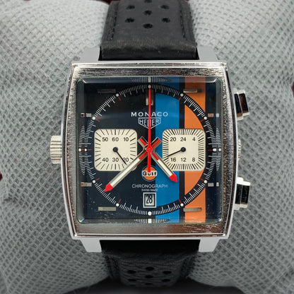Tag Heuer Silver Case Black Strap Watch