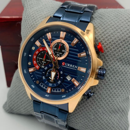 Curren Blue Twotone Chrono Working Watch