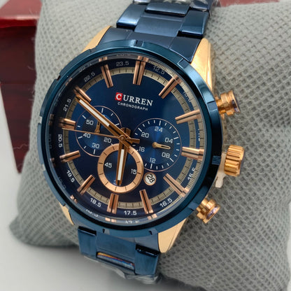 Curren Twotone Blue Chrono Working Watch