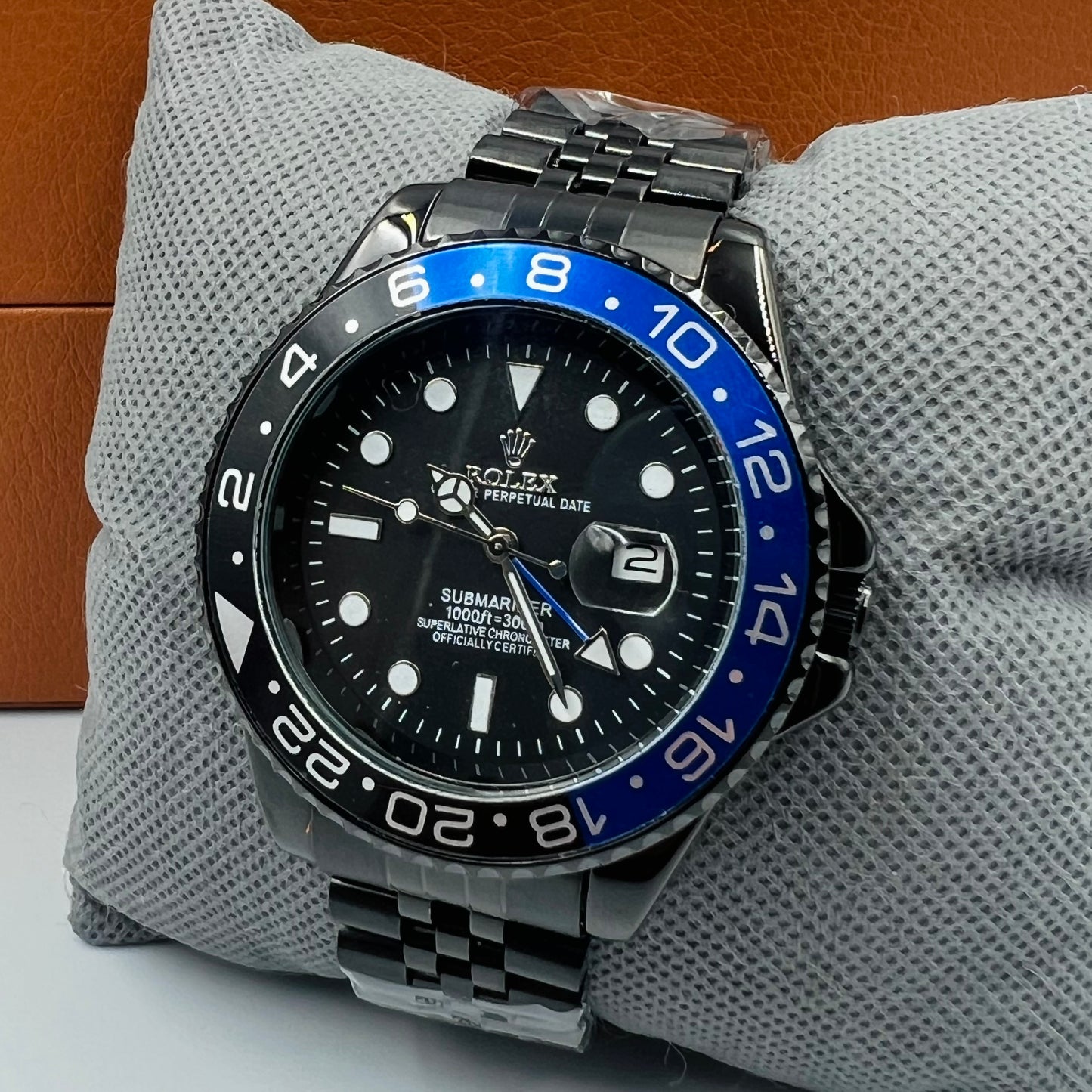 GMT Full Black Blue Watch