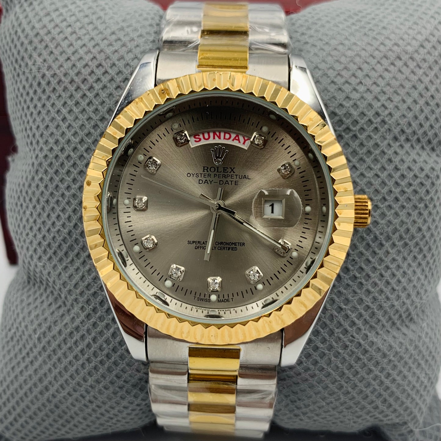 Rolx Twotone Grey Full DayDate Watch