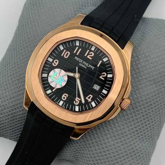 Patek Black Dail Black Strap Watch