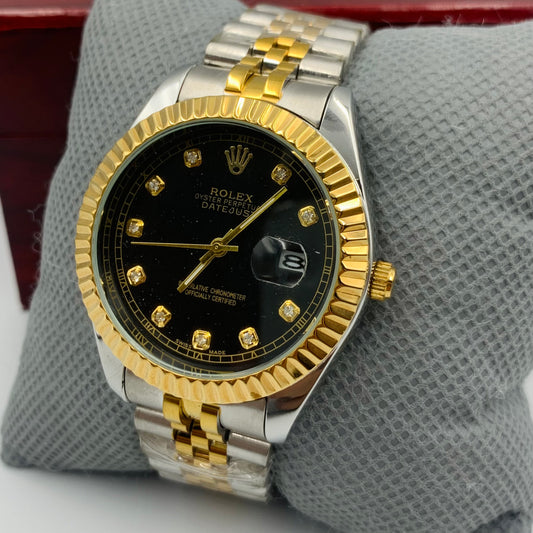 Rolx Twotone Black Jublie Datejust Watch