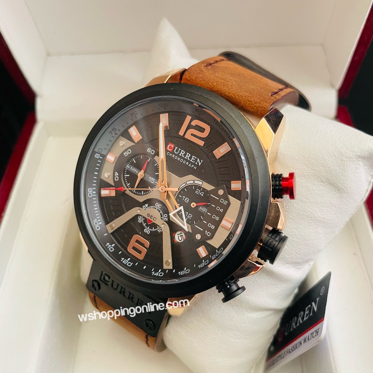 Curren Rosegold Brown Chronograph working