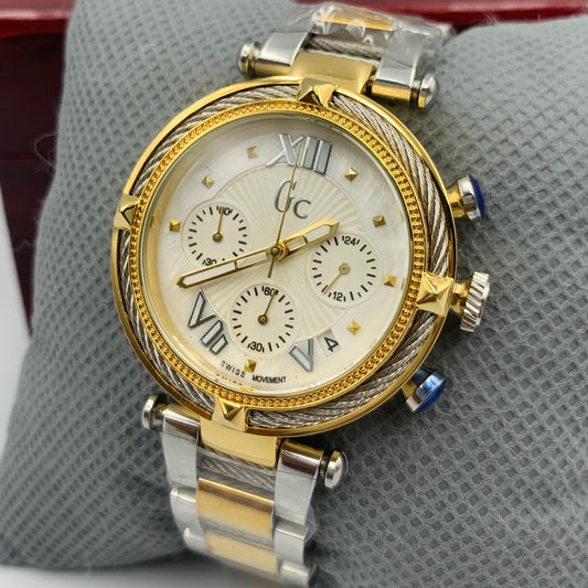 Gc Twotone White Dail Ladies Watch