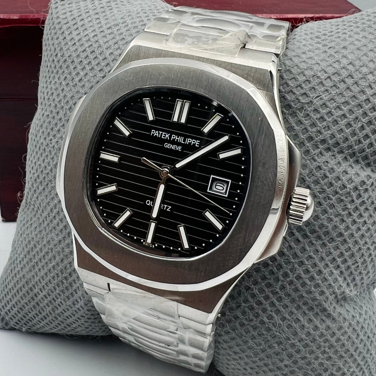 Patek Quartz Master Silver Black Watch