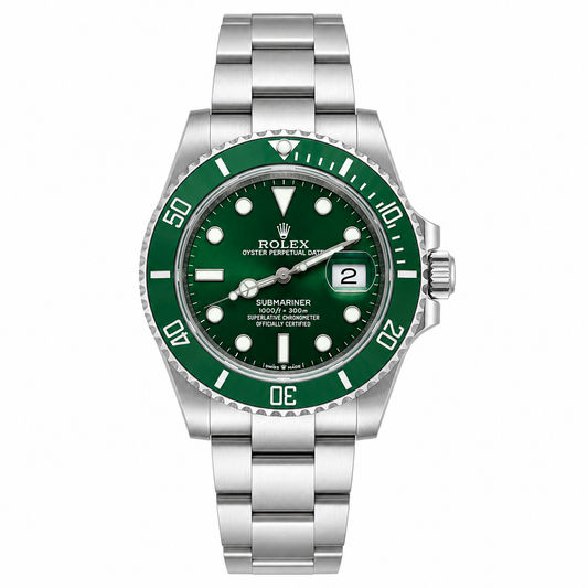 Rolx Submariner Silver Green Automatic Watch