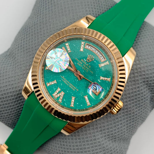 Rolx Green Golden Watch