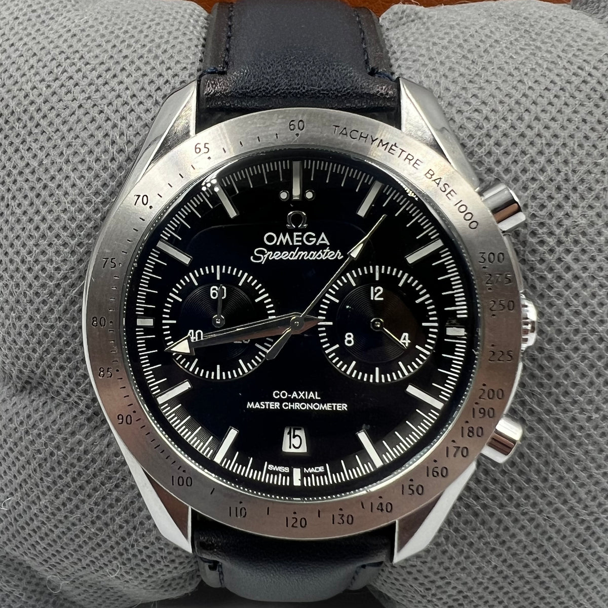 Omega Speedmaster Chronograph Blue Black Strap Watch