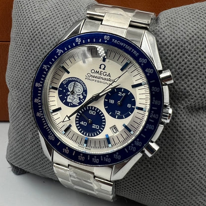 Omega Speedmaster Chronograph Blue Chain Watch