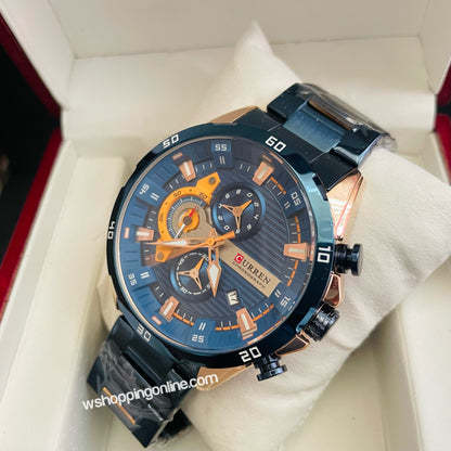 Curren Full Blue Chronograph working Original Watch (8402)