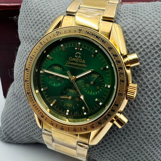 Omega Chain Golden Green Watch