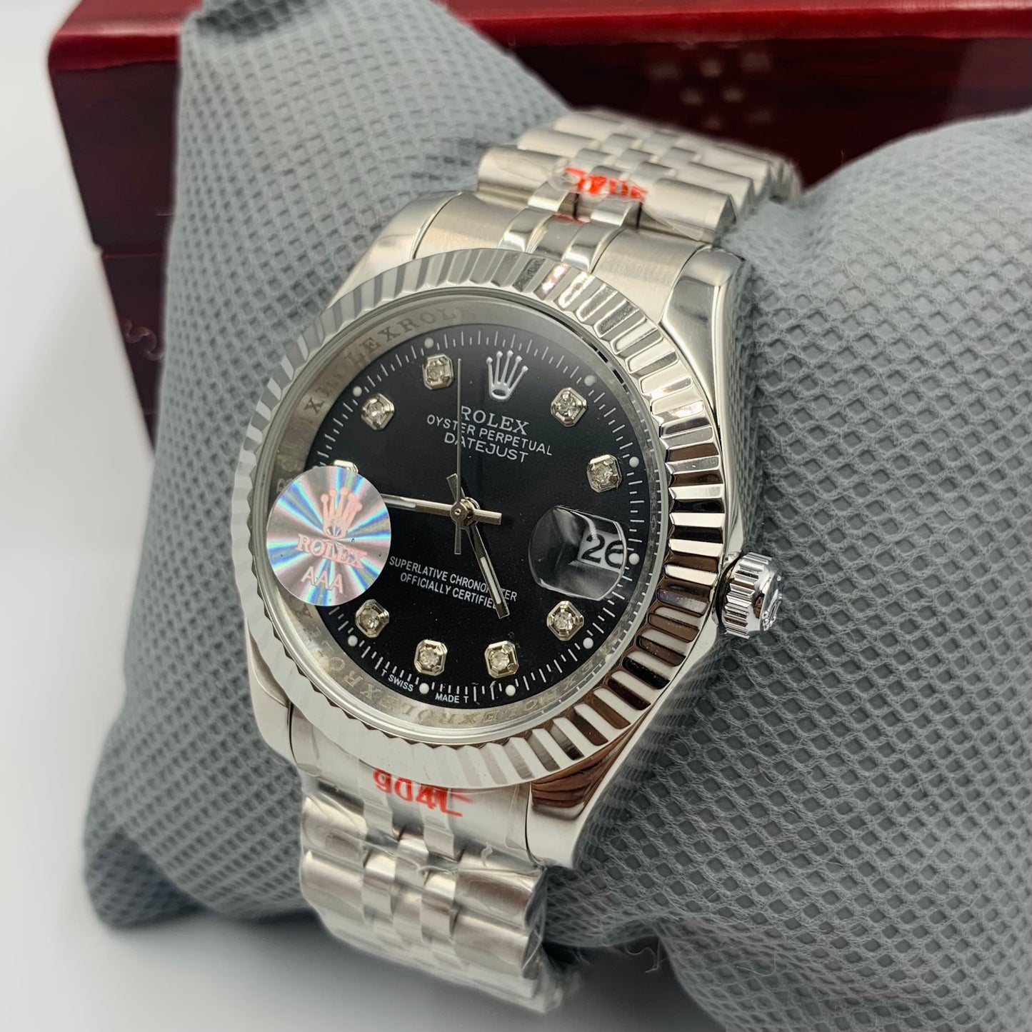 Silver Black Datejust Watch
