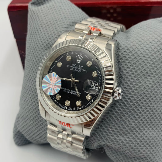Silver Black Datejust Watch
