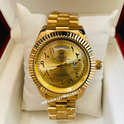 Full Golden Arabic DayDate President Chain Watch