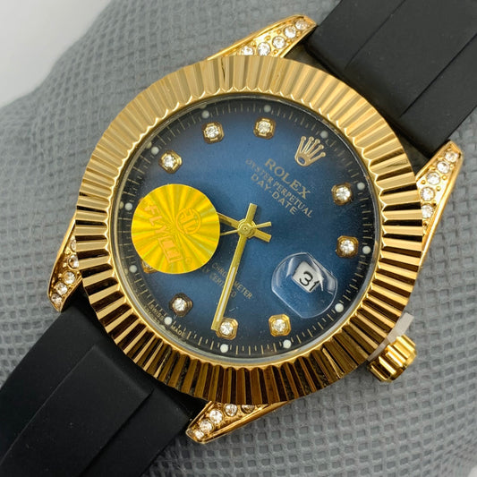 Rolx Golden Blue Watch