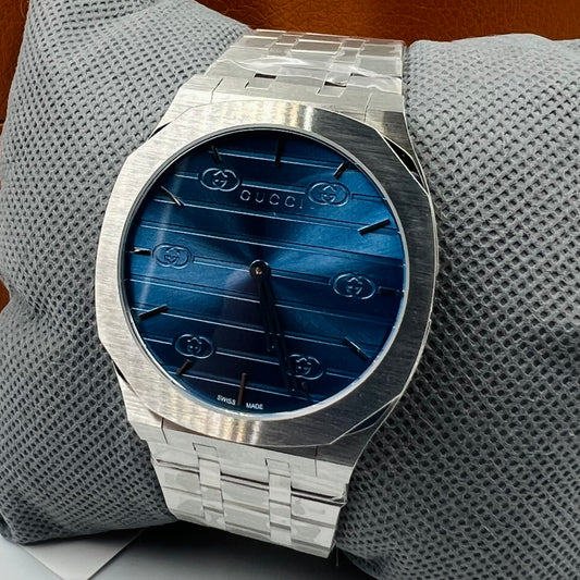 Gucci Silver Blue Watch