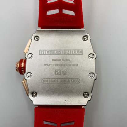 Richard Mille Red Strap Golden Dail Watch