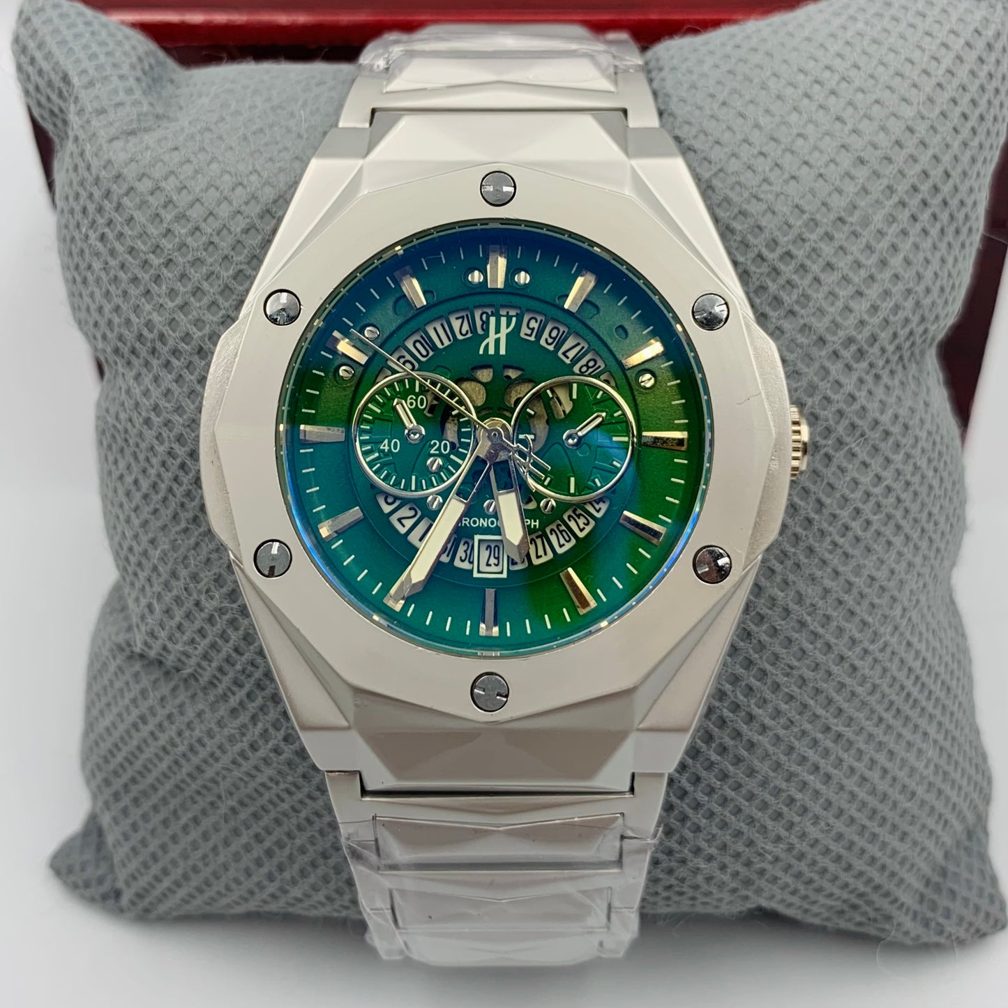 Hub Green Silver Watch