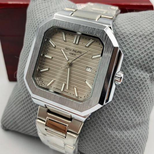 Patek Geneve Grey Dail Silver Chain Watch