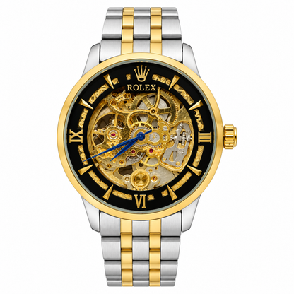 Rolx Skeleton Black Twotone Watch