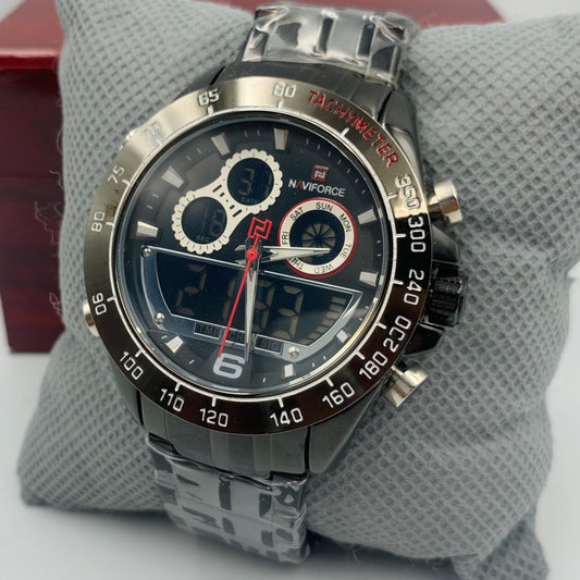 Naviforce Full Black Twotime Watch
