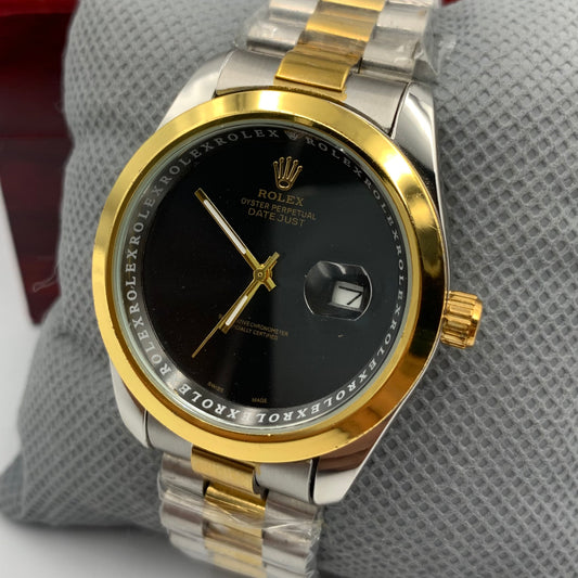 Rolx Twotone Black Datejust Watch