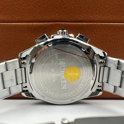 Curren 8475 Chronograph Silver Blue Watch