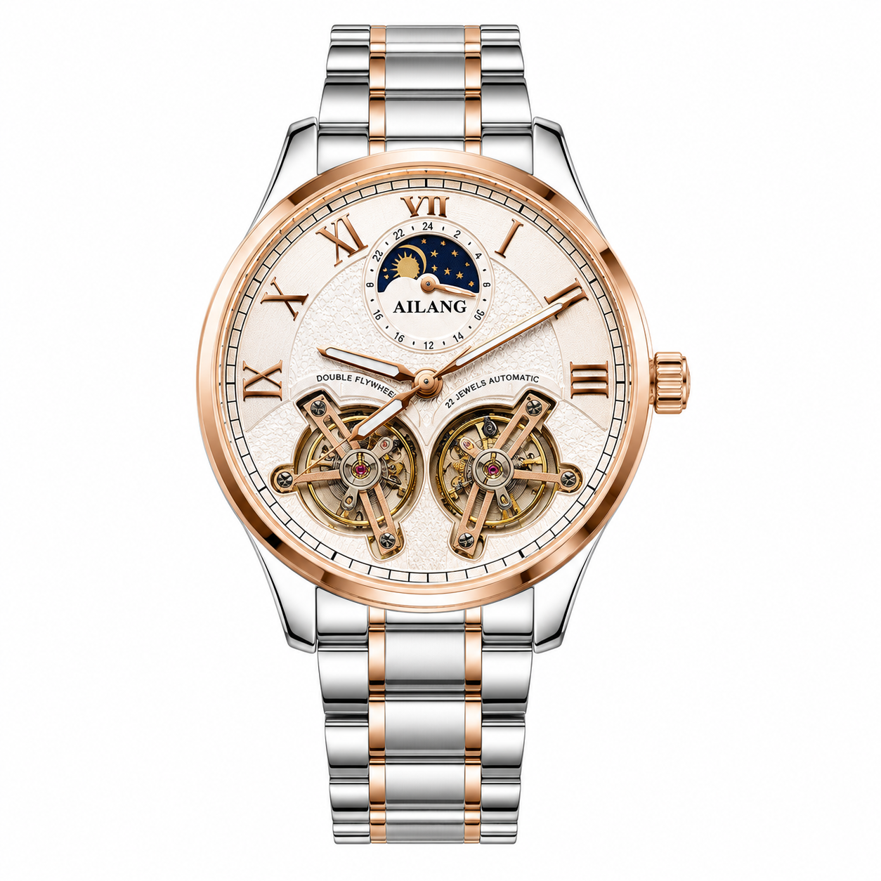 Master Ailang Original Double Tourbillon Automatic Twotone White Watch