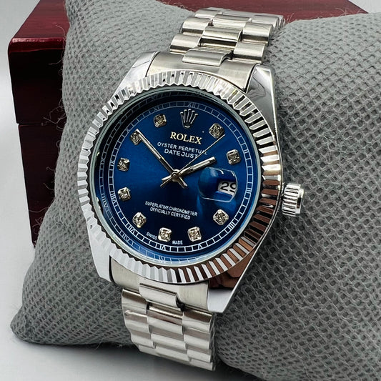 Rolx Datejust Silver Blue Watch