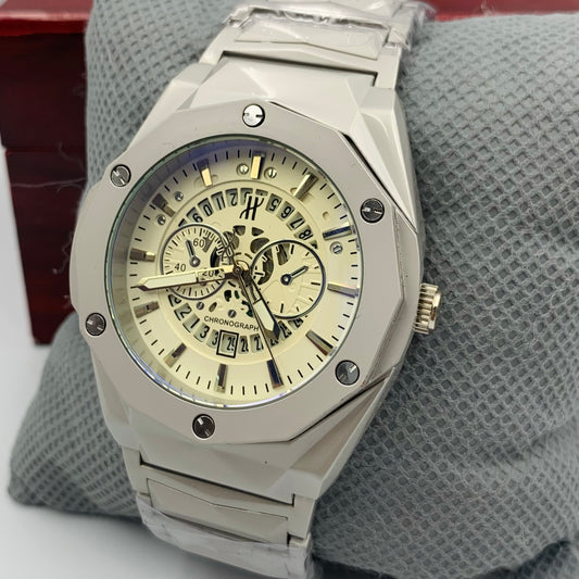 Hub White Silver Watch