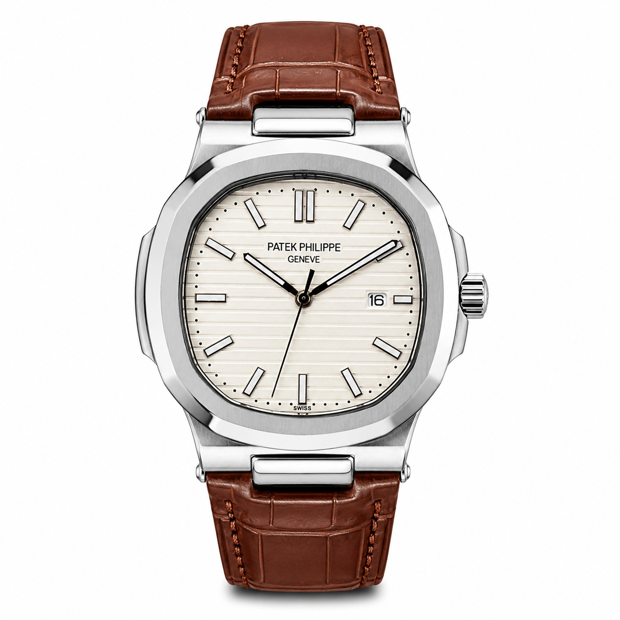 PP Strap Silver White Brown Watch