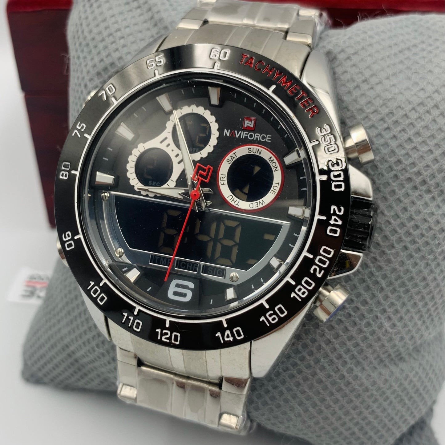 Naviforce Silver Black Twotime Watch