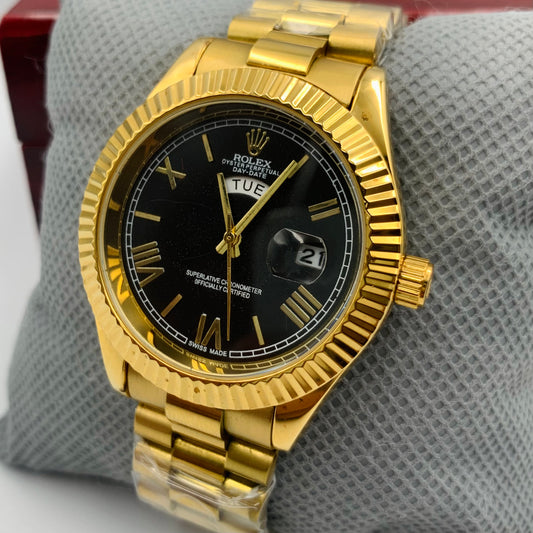 Rolx Golden Black DayDate Watch