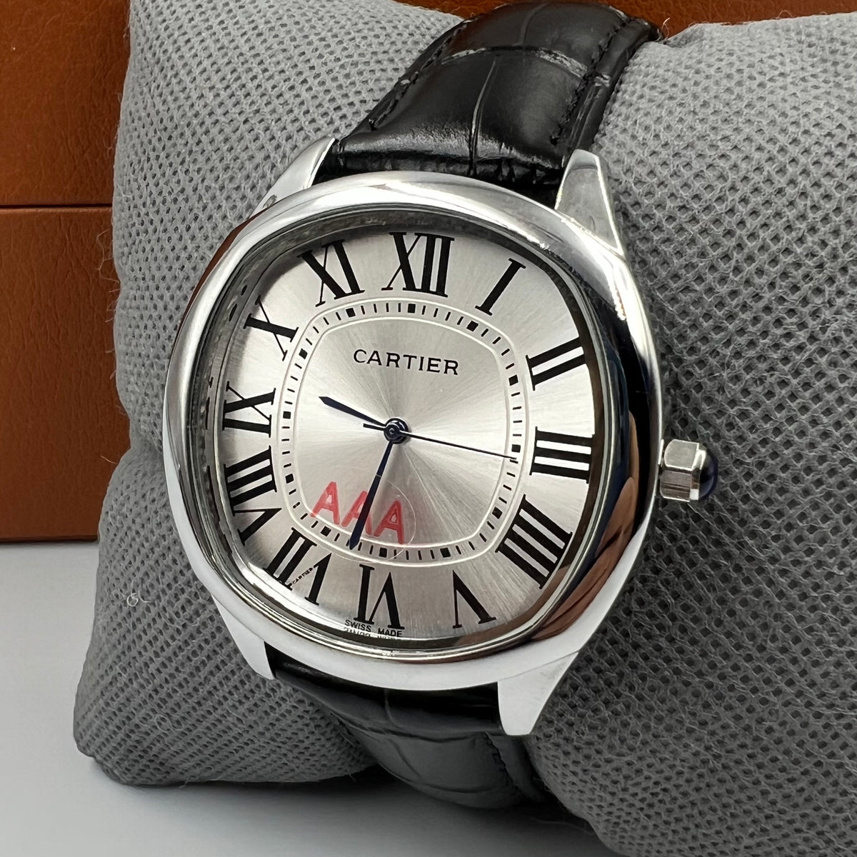 Cartier Santos Silver Black Watch
