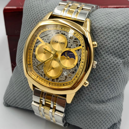 Cartier SunMoon Golden Dail Twotone Chain Watch