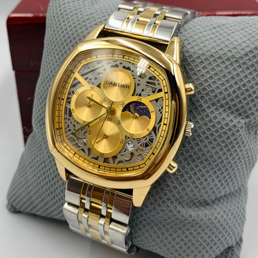 Cartier SunMoon Golden Dail Twotone Chain Watch