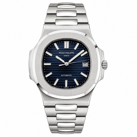 Patek Silver Blue Automatic Watch