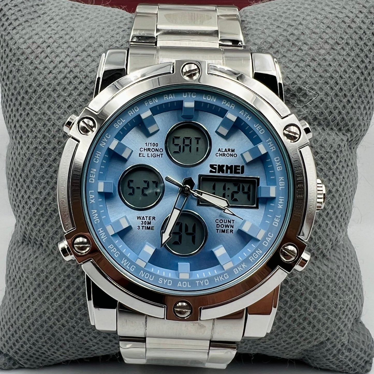 Skmei 2 Time Tiffny Full Silver Watch