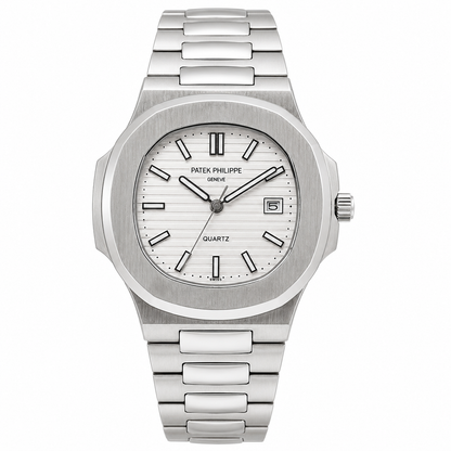 Master Patek Quartz Silver White Watch