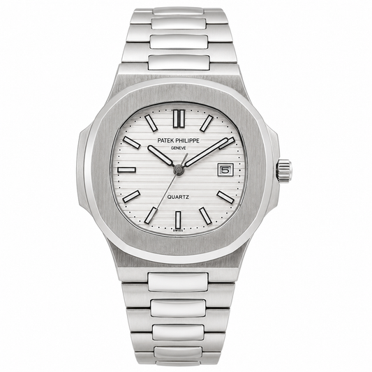 Master Patek Quartz Silver White Watch