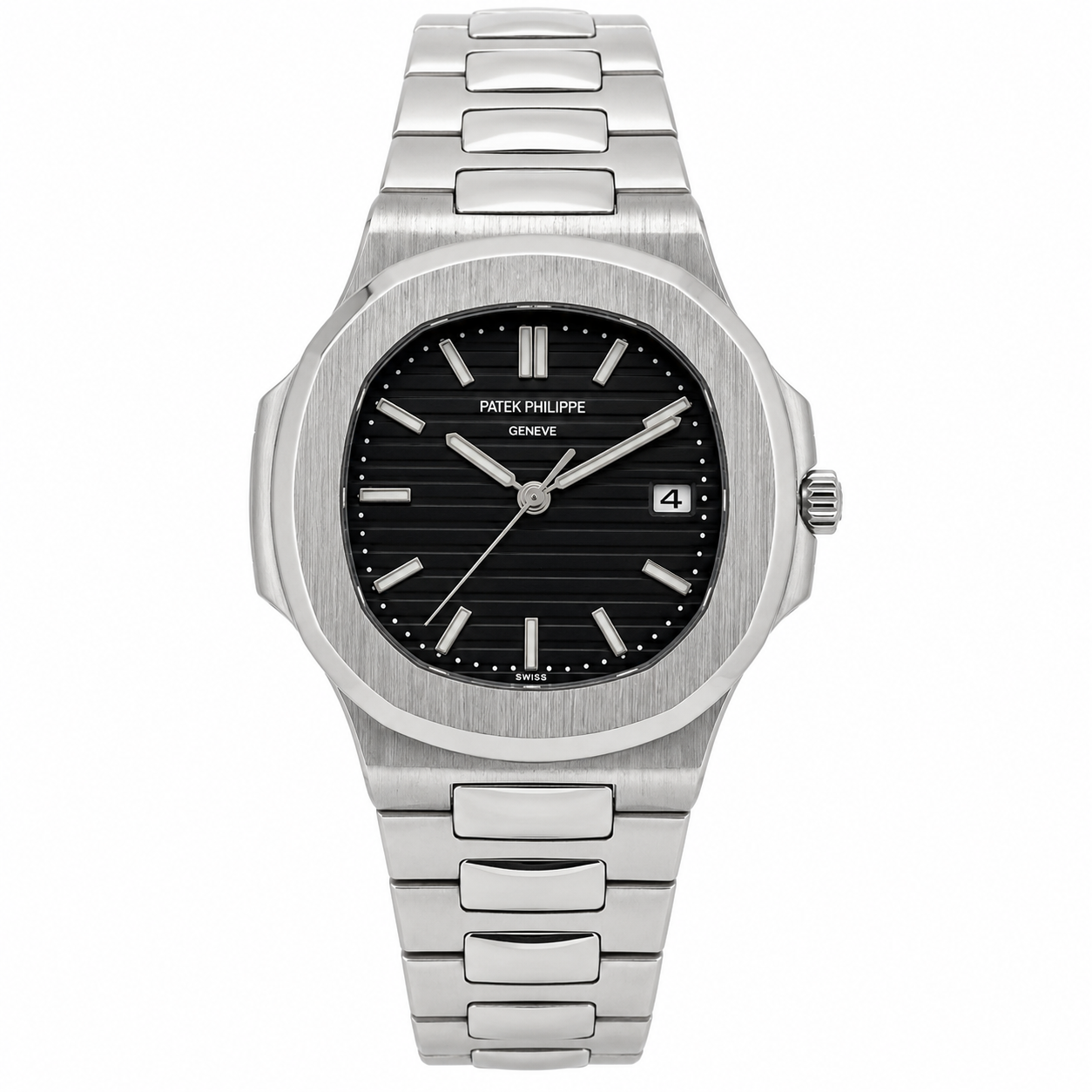 Patek Silver Black Watch