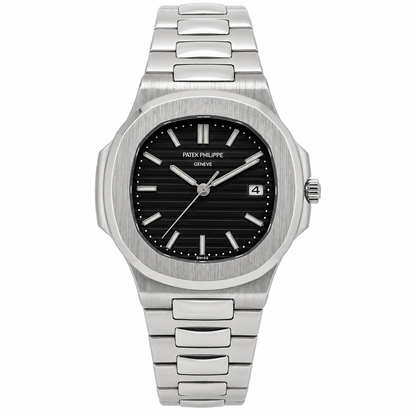 Patek Silver Black Watch