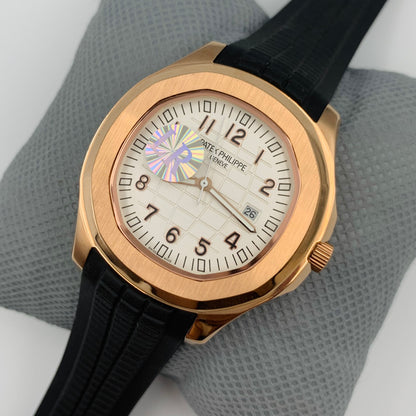 Patek White Dail Black Strap Watch
