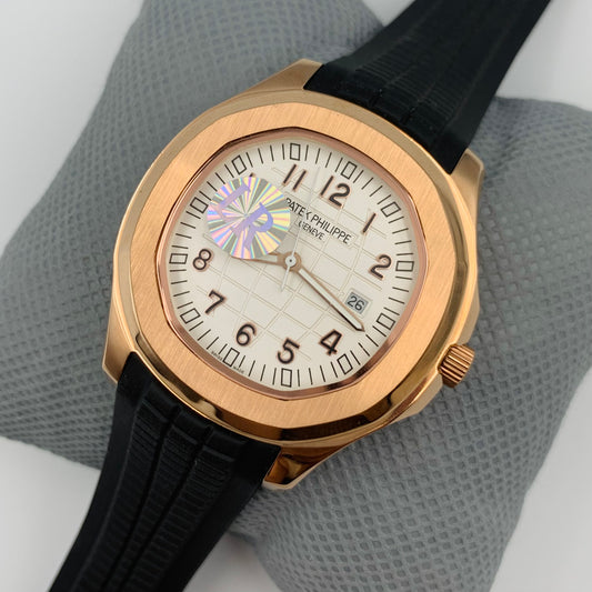 Patek White Dail Black Strap Watch