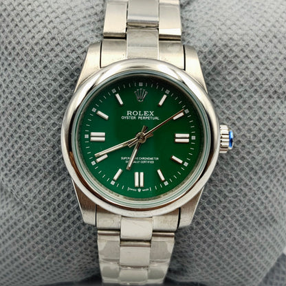 Ladies Rolx Green Silver Datejust Watch