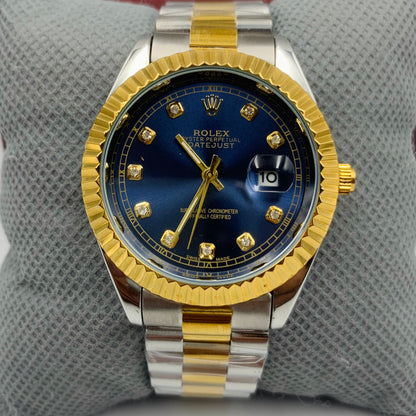 Rolx Simple Twotone Blue Datejust Watch