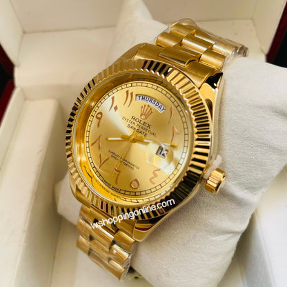 Full Golden Arabic DayDate President Chain Watch