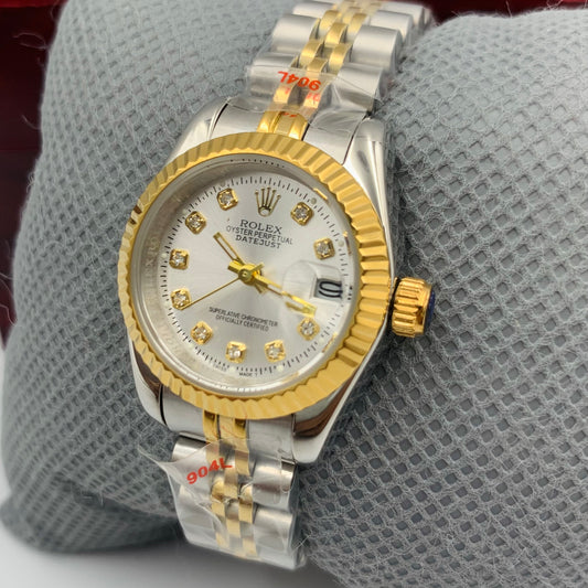 Rolx Ladies Twotone White Watch